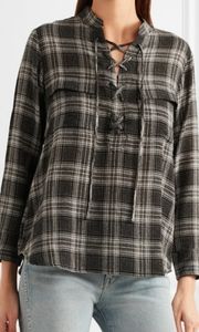 Madewell plaid lace up top